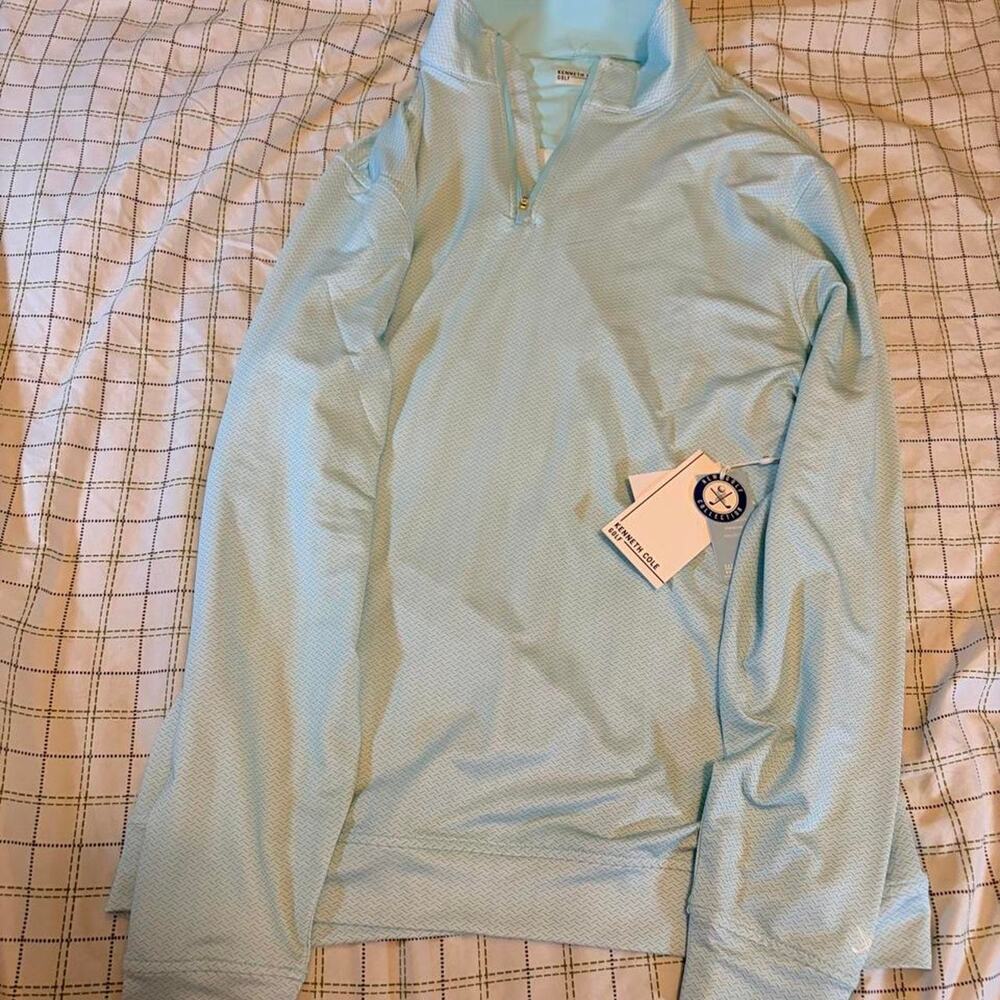 Kenneth Cole Light Blue Long-Sleeve Quarter-Zip Men's L